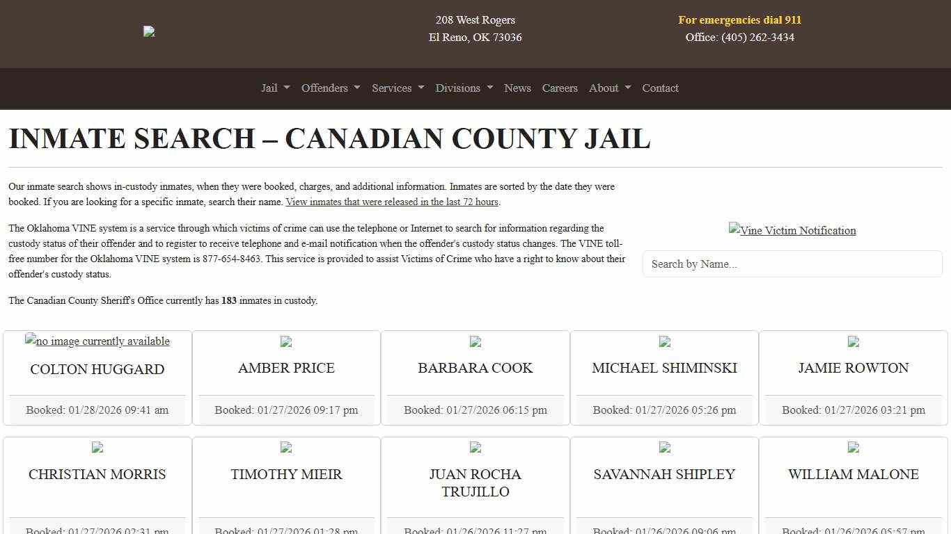 Inmate Search Canadian County Sheriff's Office